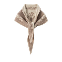 Floral Pattern Bandana Style 100% Cashmere Triangle Shawl Scarf