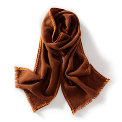 Soft Warm Winter Wrap with Contrast Trim 100% Cashmere Scarf