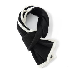 Soft Winter Knit Wrap Contrast Trim 100% Cashmere Scarf