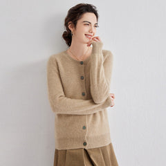 Button-Up Cashmere Cardigans Sweaters Knitted Coats Ribbed Trim