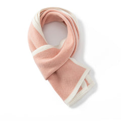 Soft Winter Knit Wrap Contrast Trim 100% Cashmere Scarf