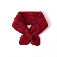 Soft Petite Bow Scarf 100% Cashmere Floral Knitted Small Neck Scarf