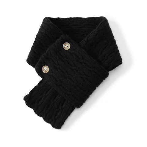 100% Cable Knit Cashmere Buttoned Neck Warmer Versatile Warm Cross Scarf