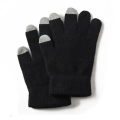 100% Pure Cashmere Ribbed Cuffs Touchscreen Gloves for Winter