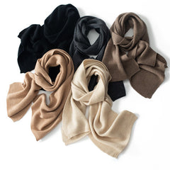 Classic Unisex Soft  100% Cashmere Ribbed Knit Scarf