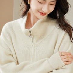 Women’s Cashmere Zip-Up Jacket Knitwear Coat Cardigan Sweater