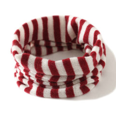 Striped 100% Cashmere Neck Warmer Knit Loop Women Tube Scarf