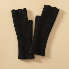 100% Pure Cashmere Knit Fingerless Mittens Gloves