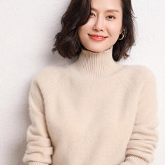 Cashmere Knit Pullover Thicken Casual Loose Mock Neck Sweater