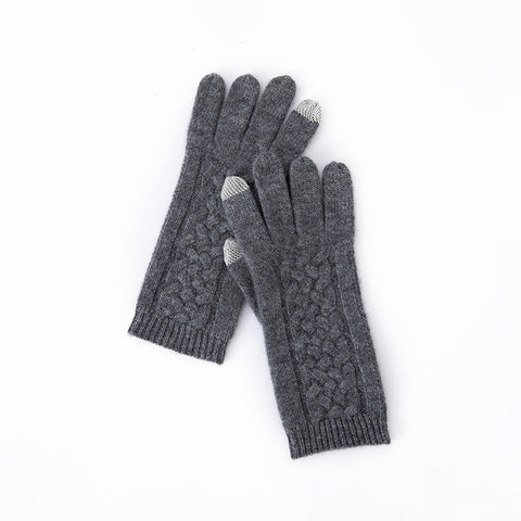 100% reine Kaschmir -Kabel -Strick -Touchscreen -Handschuhe