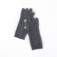 100% Pure Cashmere Cable Knit  Touch Screen Gloves