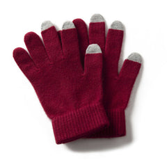 100% Pure Cashmere Ribbed Cuffs Touchscreen Gloves for Winter