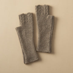 100% Pure Cashmere Knit Fingerless Mittens Gloves