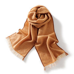 Soft Warm Winter Wrap with Contrast Trim 100% Cashmere Scarf