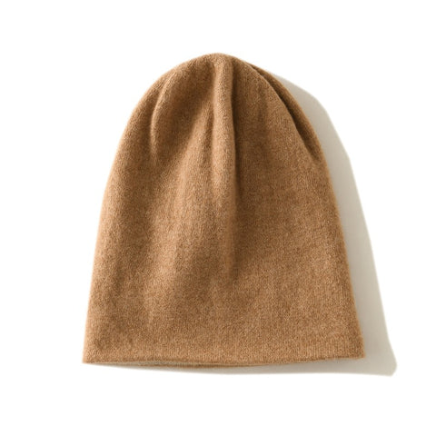 Double Layer Cable Knit Reversible Two-Tone 100% Cashmere Beanie Hat