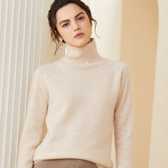 Cashmere Ribbed Turtleneck Thicken Casual Knitted Pullover Sweater