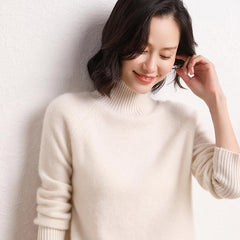 Cashmere Knit Pullover Thicken Casual Loose Mock Neck Sweater