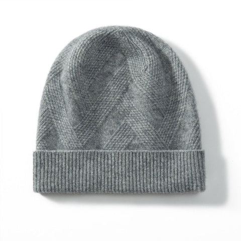 100% Cashmere Knitted Cap Beanie Hat Winter Soft Warm for Men Women