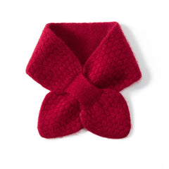 Collar Cross Neck Warmer Bow 100% Cashmere Knitted Small Scarf