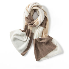 Soft Knit Wrap 100% Cashmere Block-Stripe Scarf Unisex
