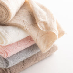 Leaf Pattern Cashmere Wrap 100% Cashmere Lace Knit Scarf