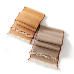 Soft Warm Winter Wrap with Contrast Trim 100% Cashmere Scarf