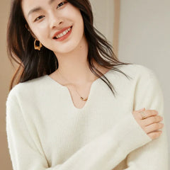 V-Neck Soft Loose Knitted Jumper Knitwear Cashmere Sweater