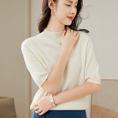 Mock Neck Cashmere Pullover Knit Top Sweater For Women