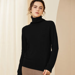 Cashmere Ribbed Turtleneck Thicken Casual Knitted Pullover Sweater