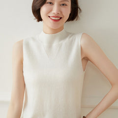 Mock Neck Sweaters Vest Knitted Warm Pullover Cashmere Top