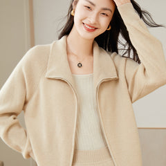 Women’s Cashmere Zip-Up Jacket Knitwear Coat Cardigan Sweater