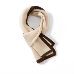 Soft Winter Knit Wrap Contrast Trim 100% Cashmere Scarf