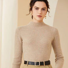 Ribbed Half Turtleneck Lightweight Knit Pullover Sweater Basic Jumper