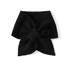 Ribbed Knit Neckerchief Soft 100% Cashmere Bow-Knot Neck Warmer