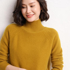Cashmere Knit Pullover Thicken Casual Loose Mock Neck Sweater