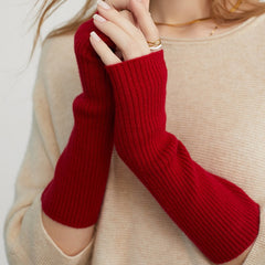100% Cashmere Knit Arm Warmers Fingerless Mittens Gloves