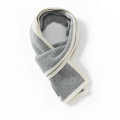 Soft Winter Knit Wrap Contrast Trim 100% Cashmere Scarf