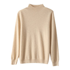 Half High Collar Wool Pullover Cashmere Sweater Top Knit Jumper