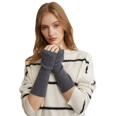 100% Cashmere Knit Arm Warmers Fingerless Mittens Gloves