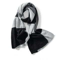 Soft Knit Wrap 100% Cashmere Block-Stripe Scarf Unisex