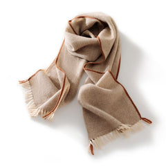 Soft Warm Winter Wrap with Contrast Trim 100% Cashmere Scarf