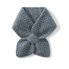 Collar Cross Neck Warmer Bow 100% Cashmere Knitted Small Scarf