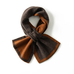 100% Cashmere Two-Tone Contrast Trim Bowknot Neck Warmer Scarf