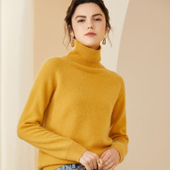 Cashmere Ribbed Turtleneck Thicken Casual Knitted Pullover Sweater