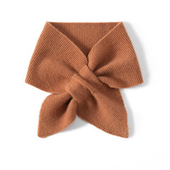 Ribbed Knit Neckerchief Soft 100% Cashmere Bow-Knot Neck Warmer