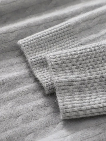Women's Soft Lightweight Classic Pullover Wool Cable Knit Crew Neck Sweater