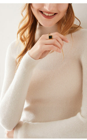 Women's 100% Cashmere Mock Neck Soft Knit Slim Fit Sweater
