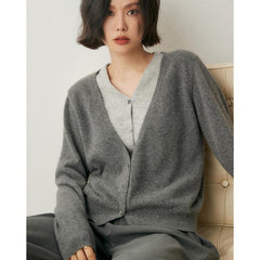 100% Cashmere Women's V-Neck Knit Layering Cardigan Sweater