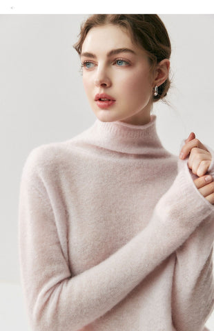Women's Cashmere Silk Turtleneck Sweater Lightweight Luxury Knit Top