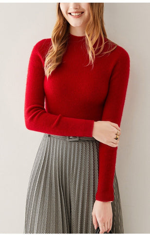 Women's 100% Cashmere Mock Neck Soft Knit Slim Fit Sweater